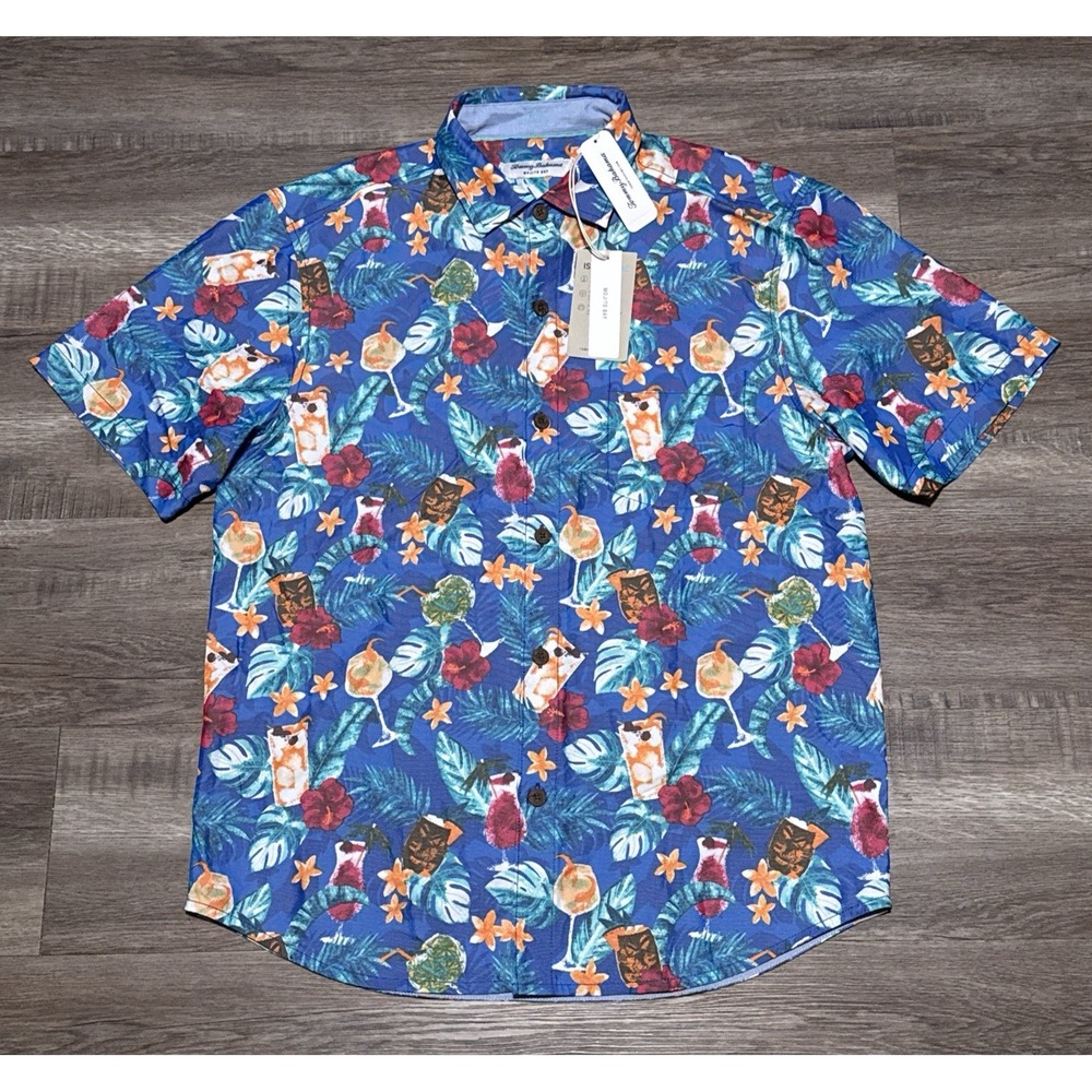 Tommy Bahama IslandZone Men's Medium Mojito Bay Salud Drinks Camp Shirt M